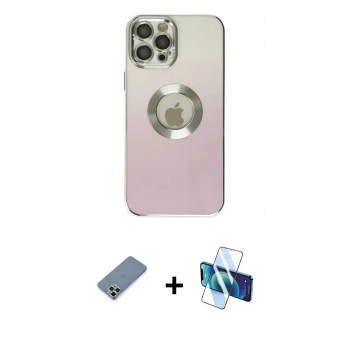 MARSİLYAN™- iPhone 12 Pro Kılıf Kutup Yansıma Özel Seri - Siyah 3D Antistatik Seramik Nano Ekran Koruyucu + Metal Kamera Lens Koruma Cam - GS
