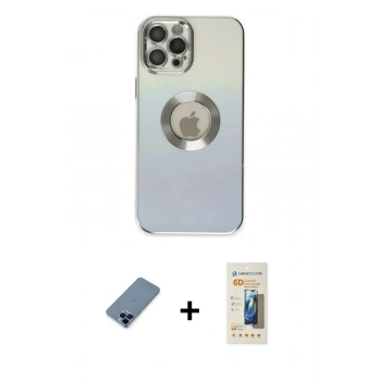 MARSİLYAN™- iPhone 12 Pro Kılıf Kutup Yansıma Özel Seri - Siyah 6D Mat Seramik Hayalet Nano Ekran Koruyucu + Metal Kamera Lens Koruma Cam - MI