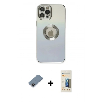 MARSİLYAN™- iPhone 12 Pro Kılıf Kutup Yansıma Özel Seri - Siyah 6D Mat Seramik Hayalet Nano Ekran Koruyucu + Metal Kamera Lens Koruma Cam - GS