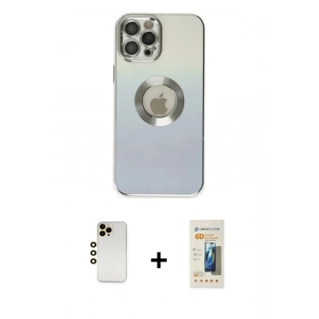 MARSİLYAN™- iPhone 12 Pro Kılıf Kutup Yansıma Özel Seri - Siyah 6D Mat Seramik Hayalet Nano Ekran Koruyucu + Shine Kamera Lens - GD