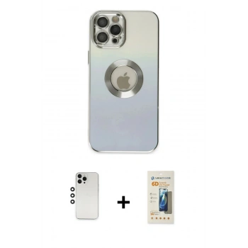 MARSİLYAN™- iPhone 12 Pro Kılıf Kutup Yansıma Özel Seri - Siyah 6D Mat Seramik Hayalet Nano Ekran Koruyucu + Shine Kamera Lens - GS
