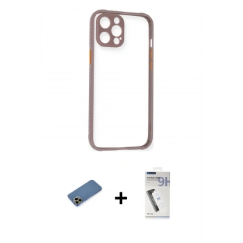 MARSİLYAN™- iPhone 12 Pro Kılıf Nova Asil Özel Seri - Şeffaf Uv Polymer Nano Ekran Koruyucu + Shine Kamera Lens Koruma Cam - GD