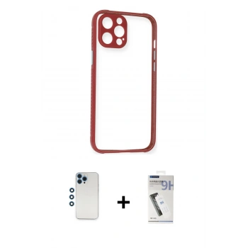 MARSİLYAN™- iPhone 12 Pro Kılıf Nova Asil Özel Seri - Şeffaf Uv Polymer Nano Ekran Koruyucu + Shine Kamera Lens - MI