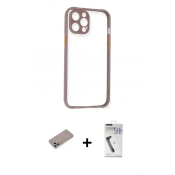 MARSİLYAN™- iPhone 12 Pro Kılıf Nova Asil Özel Seri - Şeffaf Uv Polymer Nano Ekran Koruyucu + Shine Kamera Lens Koruma Cam - SABE