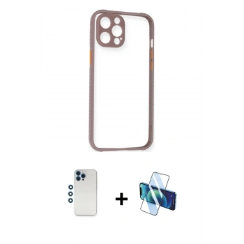MARSİLYAN™- iPhone 12 Pro Kılıf Nova Asil Özel Seri - Siyah 3D Antistatik Seramik Nano Ekran Koruyucu + Shine Kamera Lens - MI