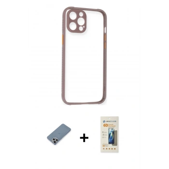 MARSİLYAN™- iPhone 12 Pro Kılıf Nova Asil Özel Seri - Siyah 6D Mat Seramik Hayalet Nano Ekran Koruyucu + Metal Kamera Lens Koruma Cam - GS
