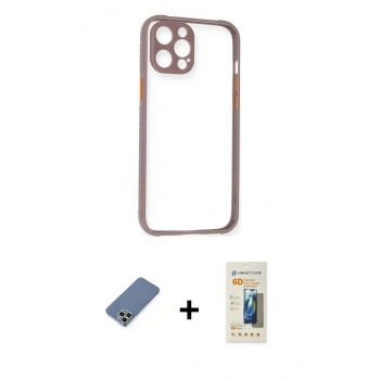MARSİLYAN™- iPhone 12 Pro Kılıf Nova Asil Özel Seri - Siyah 6D Mat Seramik Hayalet Nano Ekran Koruyucu + Metal Kamera Lens Koruma Cam - AKYL