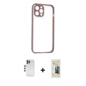 MARSİLYAN™- iPhone 12 Pro Kılıf Nova Asil Özel Seri - Siyah 6D Mat Seramik Hayalet Nano Ekran Koruyucu + Shine Kamera Lens - MI