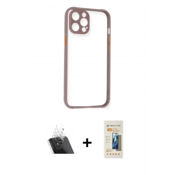 MARSİLYAN™- iPhone 12 Pro Kılıf Nova Asil Özel Seri - Siyah 6D Mat Seramik Hayalet Nano Ekran Koruyucu + Kamera Lens Koruma Cam - SF
