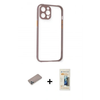 MARSİLYAN™- iPhone 12 Pro Kılıf Nova Asil Özel Seri - Siyah 6D Mat Seramik Hayalet Nano Ekran Koruyucu + Shine Kamera Lens Koruma Cam - SABE