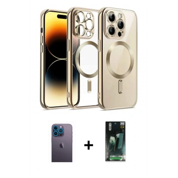 MARSİLYAN™- iPhone 12 Pro Kılıf Nova Işık Özel Seri - Şeffaf 360 Full Body Arka Koruyucu + Neon Fosforlu Kamera Lens - MI
