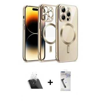 MARSİLYAN™- iPhone 12 Pro Kılıf Nova Işık Özel Seri - Şeffaf Uv Polymer Nano Ekran Koruyucu + Kamera Lens Koruma Cam - SF
