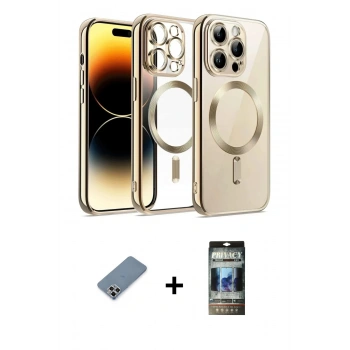 MARSİLYAN™- iPhone 12 Pro Kılıf Nova Işık Özel Seri - Siyah 34D Hayalet Izgaralı Cam + Metal Kamera Lens Koruma Cam - GS