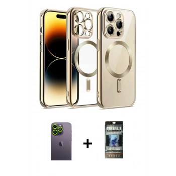 MARSİLYAN™- iPhone 12 Pro Kılıf Nova Işık Özel Seri - Siyah 34D Hayalet Izgaralı Cam + Neon Fosforlu Kamera Lens - YL