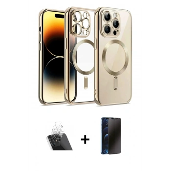 MARSİLYAN™- iPhone 12 Pro Kılıf Nova Işık Özel Seri - Siyah 3D Antistatik Hayalet Cam Ekran Koruyucu + Kamera Lens Koruma Cam - SF