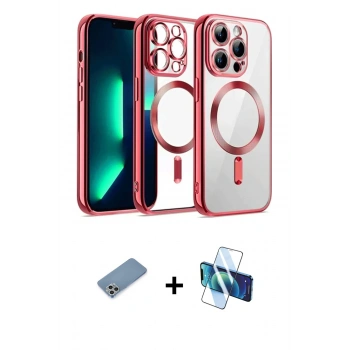 MARSİLYAN™- iPhone 12 Pro Kılıf Nova Işık Özel Seri - Siyah 3D Antistatik Seramik Nano Ekran Koruyucu + Shine Kamera Lens Koruma Cam - GS