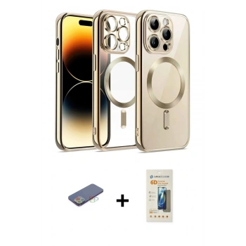MARSİLYAN™- iPhone 12 Pro Kılıf Nova Işık Özel Seri - Siyah 6D Mat Seramik Hayalet Nano Ekran Koruyucu + Renkli Kamera Lens Koruma Cam - MI
