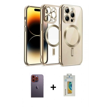 MARSİLYAN™- iPhone 12 Pro Kılıf Nova Işık Özel Seri - Siyah Polymer Nano Ekran Koruyucu + Neon Fosforlu Kamera Lens - TU