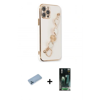 MARSİLYAN™- iPhone 12 Pro Kılıf Nova Işık Prime - Şeffaf 360 Full Body Arka Koruyucu + Shine Kamera Lens Koruma Cam - MI