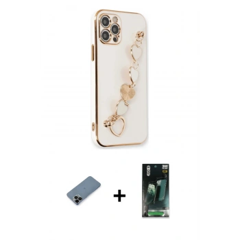 MARSİLYAN™- iPhone 12 Pro Kılıf Nova Işık Prime - Şeffaf 360 Full Body Arka Koruyucu + Shine Kamera Lens Koruma Cam - SH