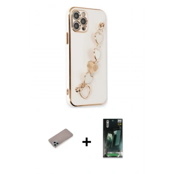 MARSİLYAN™- iPhone 12 Pro Kılıf Nova Işık Prime - Şeffaf 360 Full Body Arka Koruyucu + Shine Kamera Lens Koruma Cam - SABE