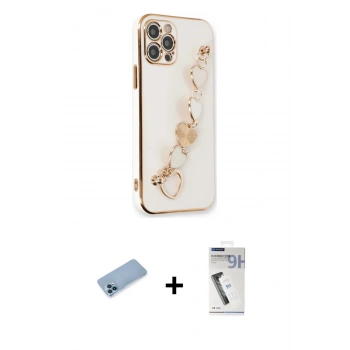 MARSİLYAN™- iPhone 12 Pro Kılıf Nova Işık Prime - Şeffaf Uv Polymer Nano Ekran Koruyucu + Shine Kamera Lens Koruma Cam - MI