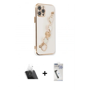 MARSİLYAN™- iPhone 12 Pro Kılıf Nova Işık Prime - Şeffaf Uv Polymer Nano Ekran Koruyucu + Kamera Lens Koruma Cam - SF