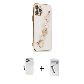 MARSİLYAN™- iPhone 12 Pro Kılıf Nova Işık Prime - Şeffaf Uv Polymer Nano Ekran Koruyucu + Shine Kamera Lens - MI