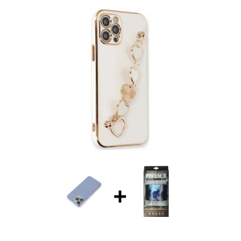 MARSİLYAN™- iPhone 12 Pro Kılıf Nova Işık Prime - Siyah 34D Hayalet Izgaralı Cam + Metal Kamera Lens Koruma Cam - KUYL