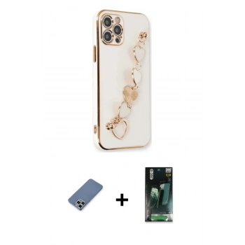 MARSİLYAN™- iPhone 12 Pro Kılıf Nova Işık Prime - Siyah 360 Mat Full Body Arka Koruyucu + Metal Kamera Lens Koruma Cam - AKYL