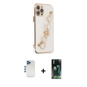 MARSİLYAN™- iPhone 12 Pro Kılıf Nova Işık Prime - Siyah 360 Mat Full Body Arka Koruyucu + Shine Kamera Lens - MI
