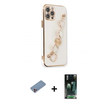 MARSİLYAN™- iPhone 12 Pro Kılıf Nova Işık Prime - Siyah 360 Mat Full Body Arka Koruyucu + Shine Kamera Lens Koruma Cam - PE