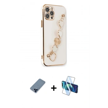 MARSİLYAN™- iPhone 12 Pro Kılıf Nova Işık Prime - Siyah 3D Antistatik Cam Ekran Koruyucu + Metal Kamera Lens Koruma Cam - MI