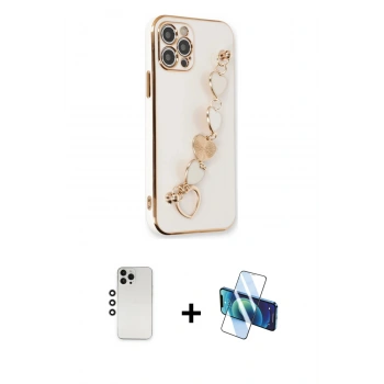 MARSİLYAN™- iPhone 12 Pro Kılıf Nova Işık Prime - Siyah 3D Antistatik Seramik Nano Ekran Koruyucu + Shine Kamera Lens - GS