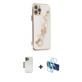 MARSİLYAN™- iPhone 12 Pro Kılıf Nova Işık Prime - Siyah 3D Antistatik Seramik Nano Ekran Koruyucu + Shine Kamera Lens - GD