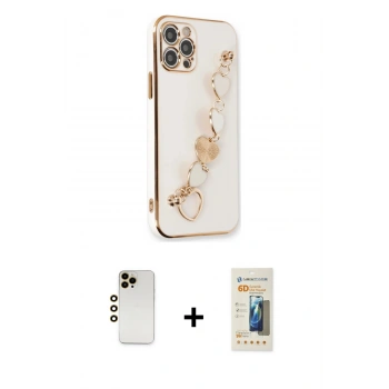 MARSİLYAN™- iPhone 12 Pro Kılıf Nova Işık Prime - Siyah 6D Mat Seramik Hayalet Nano Ekran Koruyucu + Shine Kamera Lens - GD