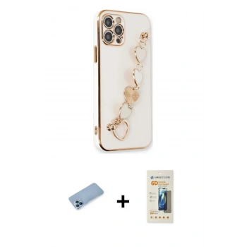 MARSİLYAN™- iPhone 12 Pro Kılıf Nova Işık Prime - Siyah 6D Mat Seramik Hayalet Nano Ekran Koruyucu + Shine Kamera Lens Koruma Cam - MI