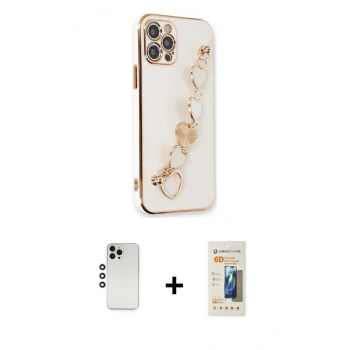 MARSİLYAN™- iPhone 12 Pro Kılıf Nova Işık Prime - Siyah 6D Mat Seramik Hayalet Nano Ekran Koruyucu + Shine Kamera Lens - GS