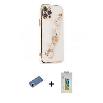 MARSİLYAN™- iPhone 12 Pro Kılıf Nova Işık Prime - Siyah Polymer Nano Ekran Koruyucu + Shine Kamera Lens Koruma Cam - GD
