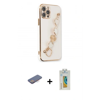 MARSİLYAN™- iPhone 12 Pro Kılıf Nova Işık Prime - Siyah Polymer Nano Ekran Koruyucu + Renkli Kamera Lens Koruma Cam - PE