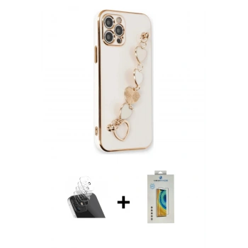 MARSİLYAN™- iPhone 12 Pro Kılıf Nova Işık Prime - Siyah Polymer Nano Ekran Koruyucu + Kamera Lens Koruma Cam - SF