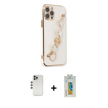 MARSİLYAN™- iPhone 12 Pro Kılıf Nova Işık Prime - Siyah Polymer Nano Ekran Koruyucu + Shine Kamera Lens - GS