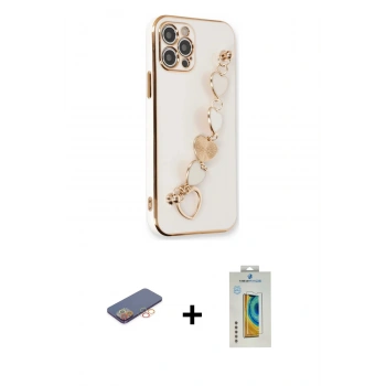 MARSİLYAN™- iPhone 12 Pro Kılıf Nova Işık Prime - Siyah Polymer Nano Ekran Koruyucu + Renkli Kamera Lens Koruma Cam - TU