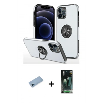 MARSİLYAN™- iPhone 12 Pro Kılıf Odak Form Prime - Şeffaf 360 Full Body Arka Koruyucu + Shine Kamera Lens Koruma Cam - MI