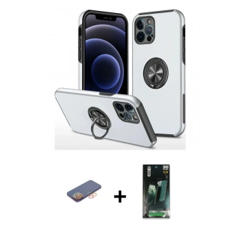 MARSİLYAN™- iPhone 12 Pro Kılıf Odak Form Prime - Şeffaf 360 Full Body Arka Koruyucu + Renkli Kamera Lens Koruma Cam - TU