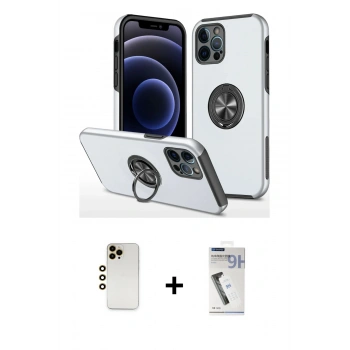 MARSİLYAN™- iPhone 12 Pro Kılıf Odak Form Prime - Şeffaf Uv Polymer Nano Ekran Koruyucu + Shine Kamera Lens - GD