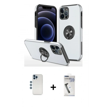 MARSİLYAN™- iPhone 12 Pro Kılıf Odak Form Prime - Şeffaf Uv Polymer Nano Ekran Koruyucu + Shine Kamera Lens - MI
