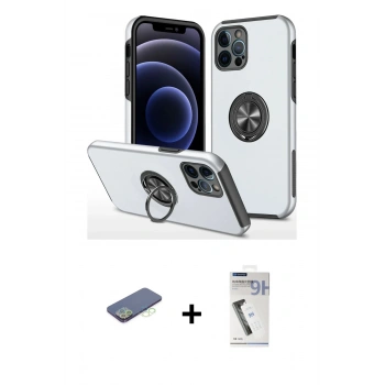 MARSİLYAN™- iPhone 12 Pro Kılıf Odak Form Prime - Şeffaf Uv Polymer Nano Ekran Koruyucu + Renkli Kamera Lens Koruma Cam - YL