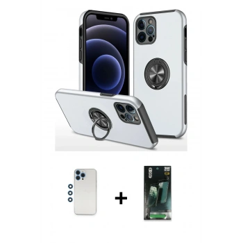 MARSİLYAN™- iPhone 12 Pro Kılıf Odak Form Prime - Siyah 360 Mat Full Body Arka Koruyucu + Shine Kamera Lens - MI