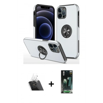 MARSİLYAN™- iPhone 12 Pro Kılıf Odak Form Prime - Siyah 360 Mat Full Body Arka Koruyucu + Kamera Lens Koruma Cam - SF